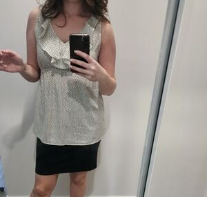 Black and White Sleeveless Tie Front Top